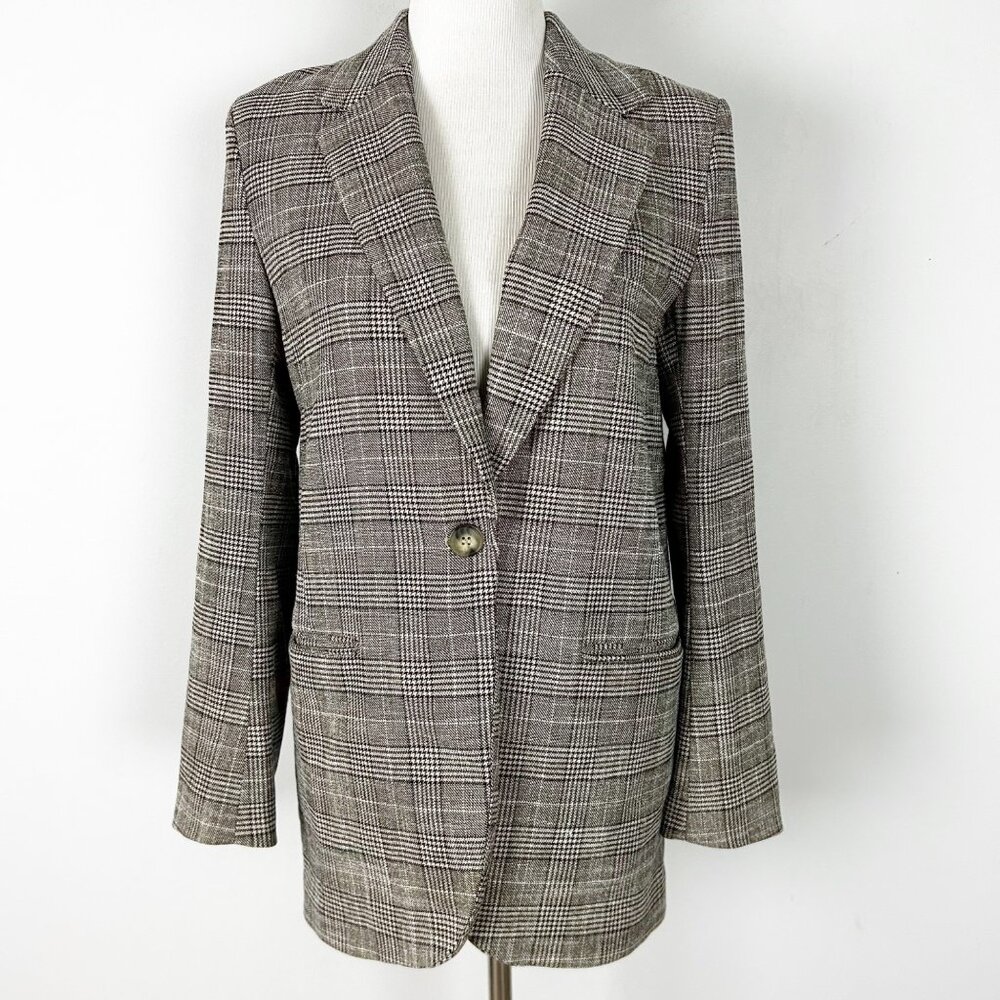 H&M Plaid Houndstooth Blazer Jacket Classic Career Poetcore Size XS Women's‎